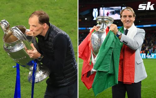 Thomas Tuchel (left) and Roberto Mancini are the frontrunners for this year's Best FIFA men's coach award.