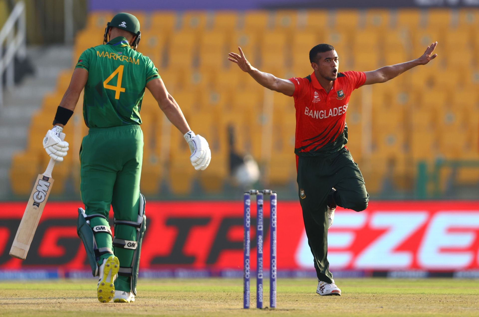 Taskin Ahmed celebrates the wicket of Aiden Markram. Pic: Getty Images
