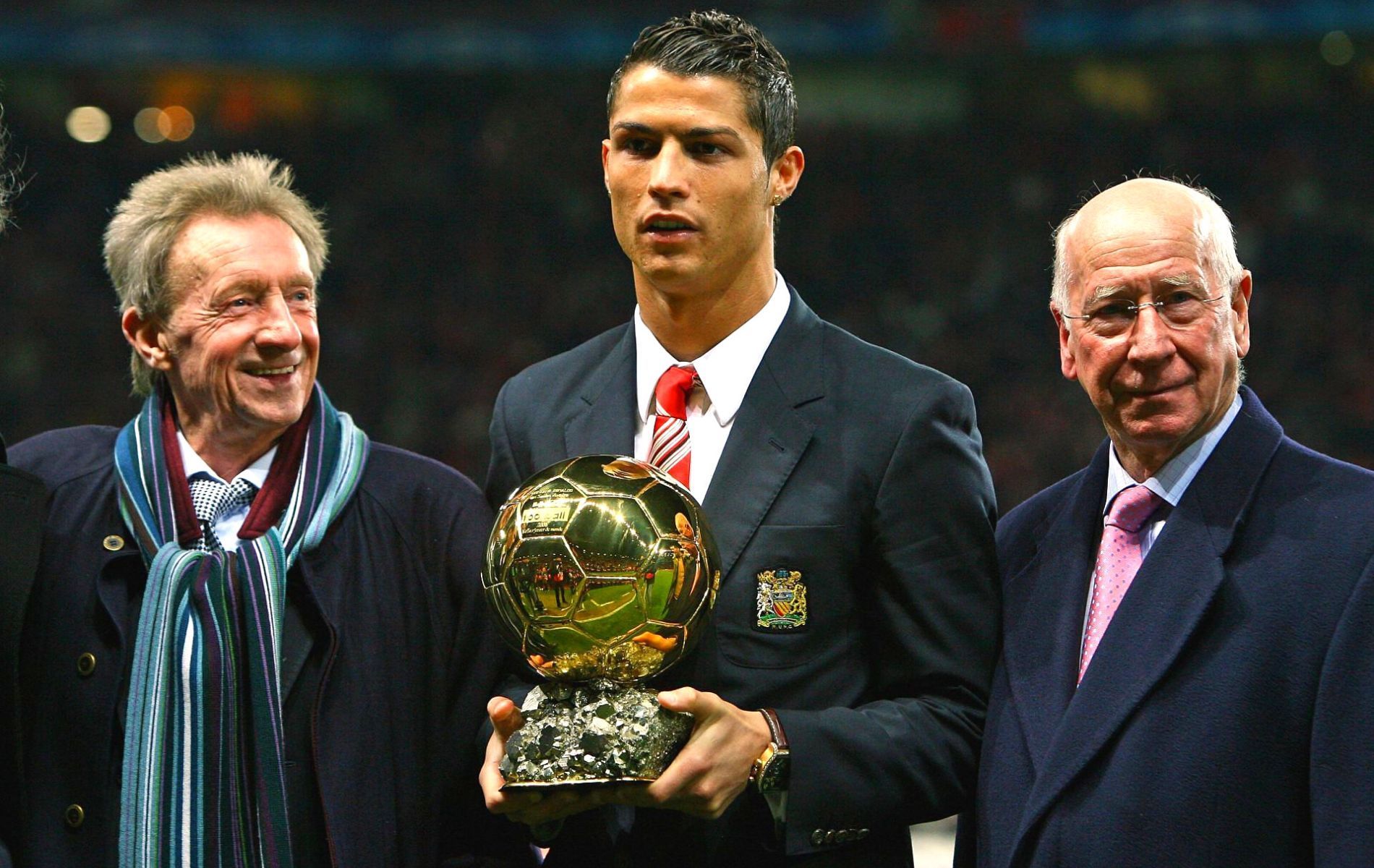 Cristiano Ronaldo with his first ever Ballon d&#039;Or in 2008