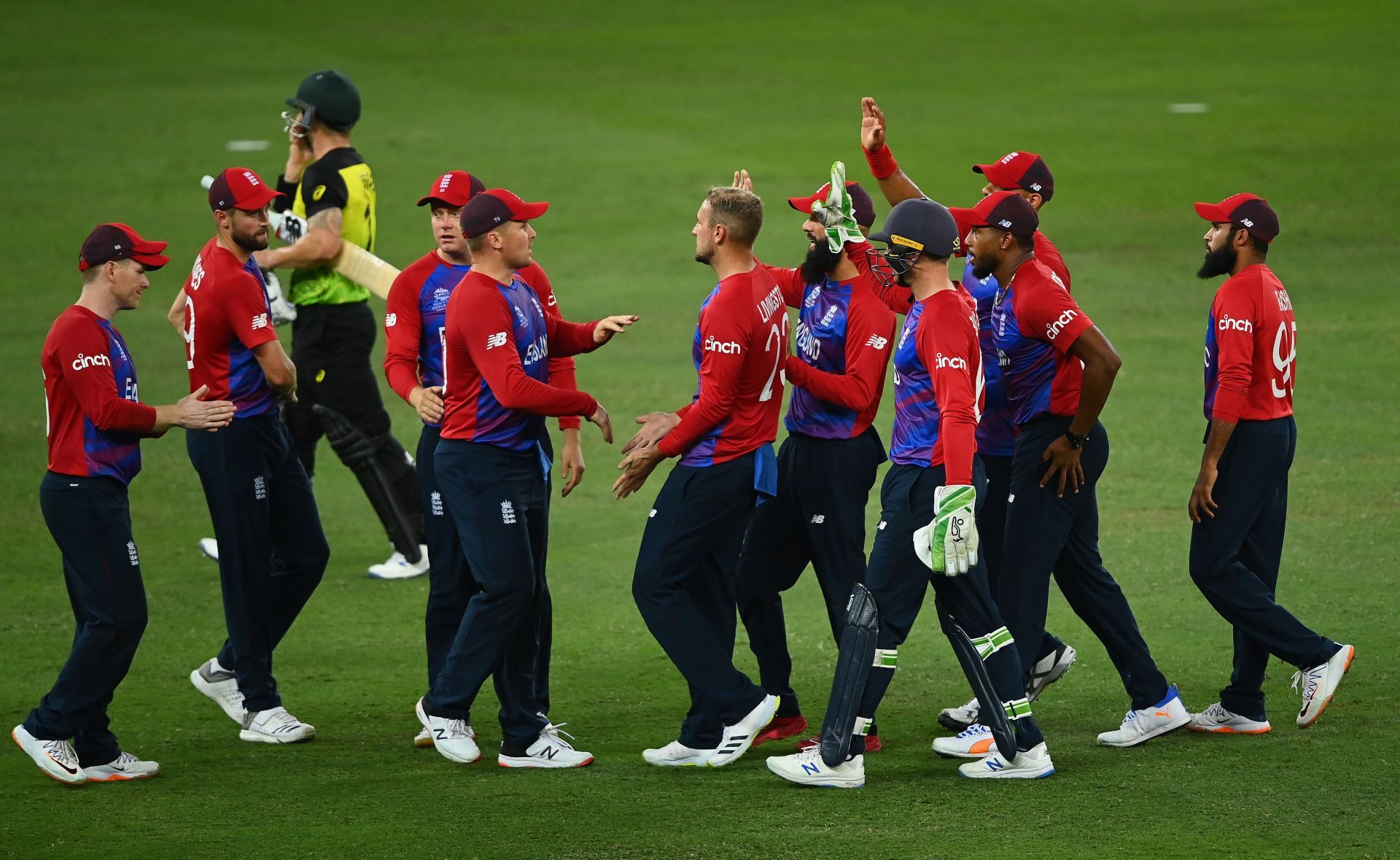 England celebrate their win over Australia.