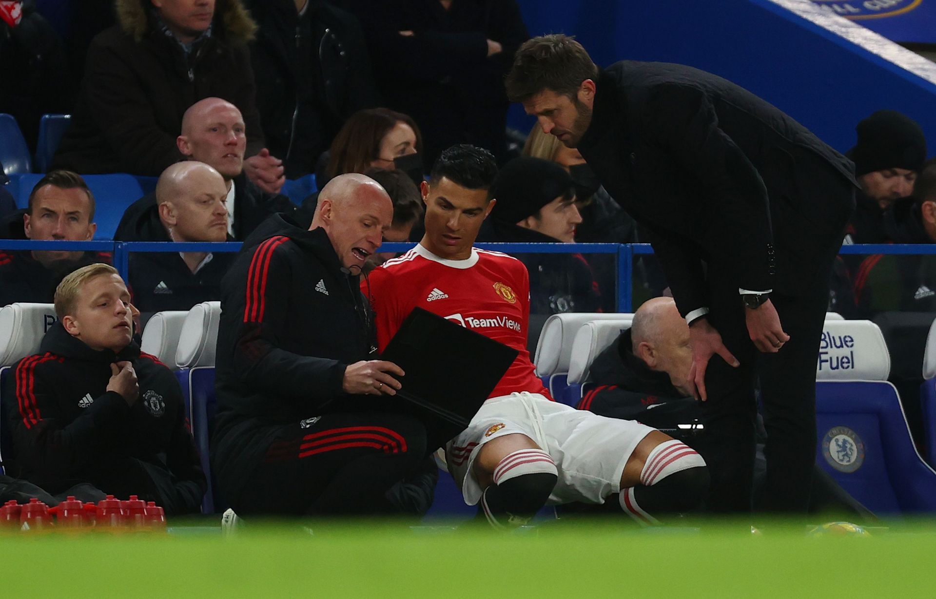 Cristiano Ronaldo started the game on the bench against Chelsea