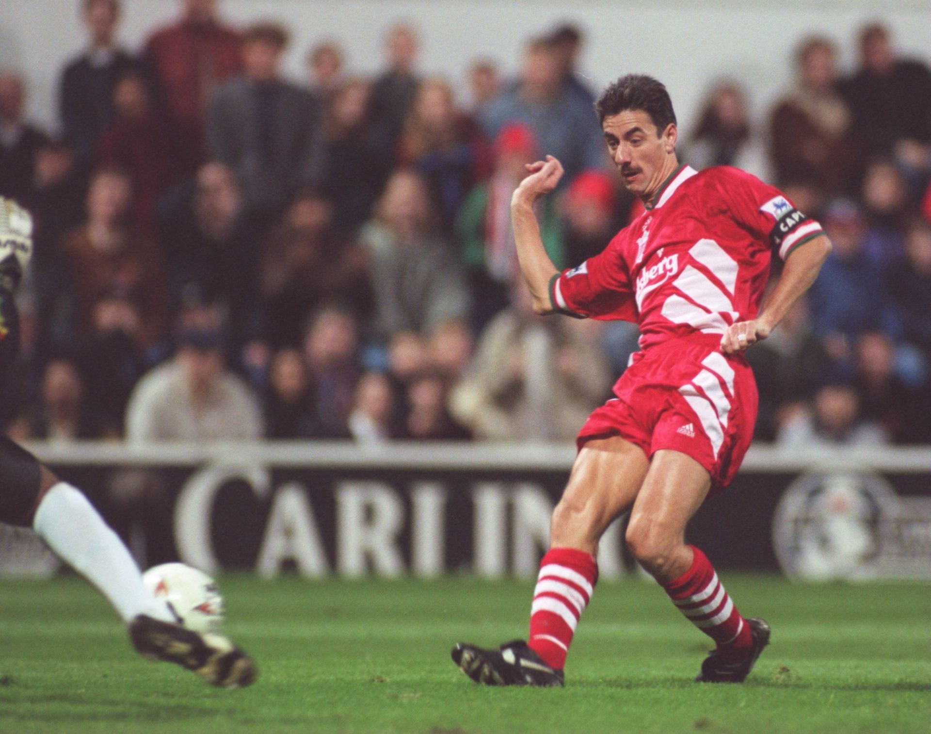 Ian Rush of Liverpool scores a goal