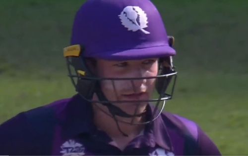 Matthew Cross egged on Chris Greaves with some chatter from behind the stumps.