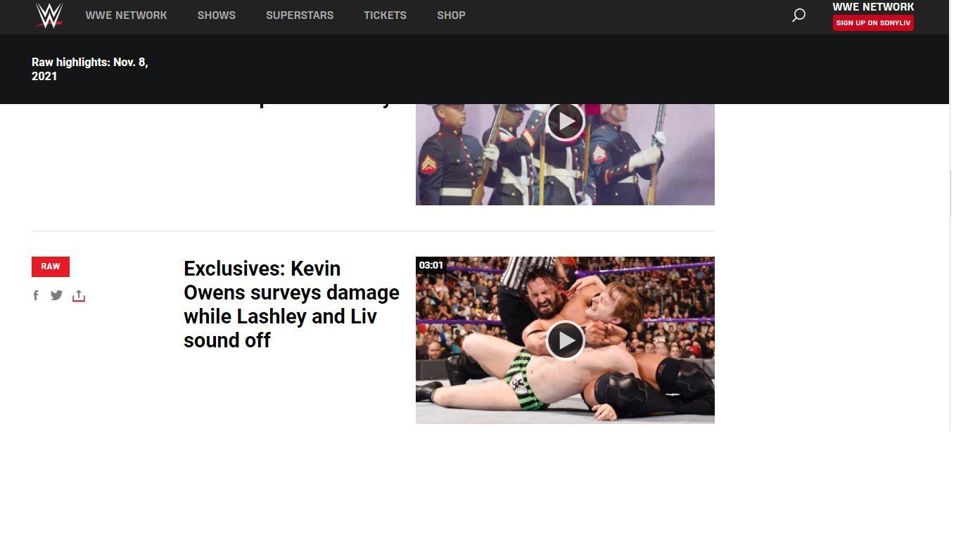 The Kevin Owens-Big E post-RAW clip, uploaded with the wrong thumbnail