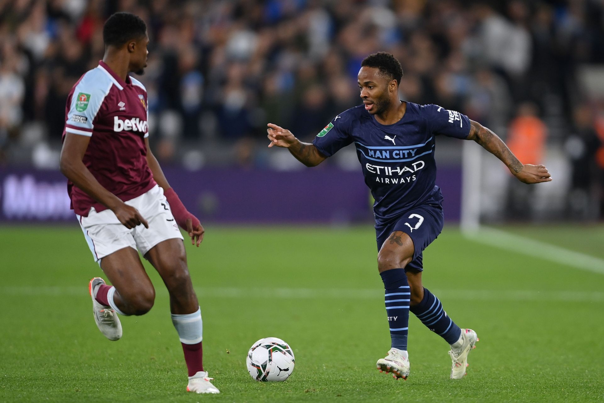 Raheem Sterling in action for Manchester City