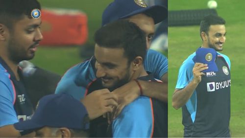 Harshal Patel's memorable moment on Friday. (PC: BCCI/Twitter)