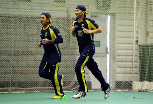 Justin Langer and Michael Clarke during their playing days.