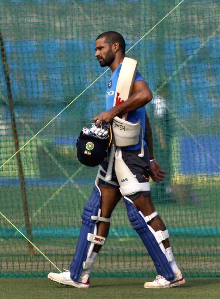 Discarded India batsman Shikhar Dhawan hits the nets