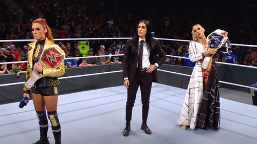 Becky Lynch, Sonya Deville, and Charlotte Flair