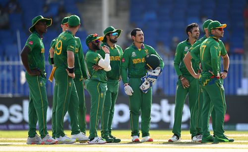 South African players look on during a match.