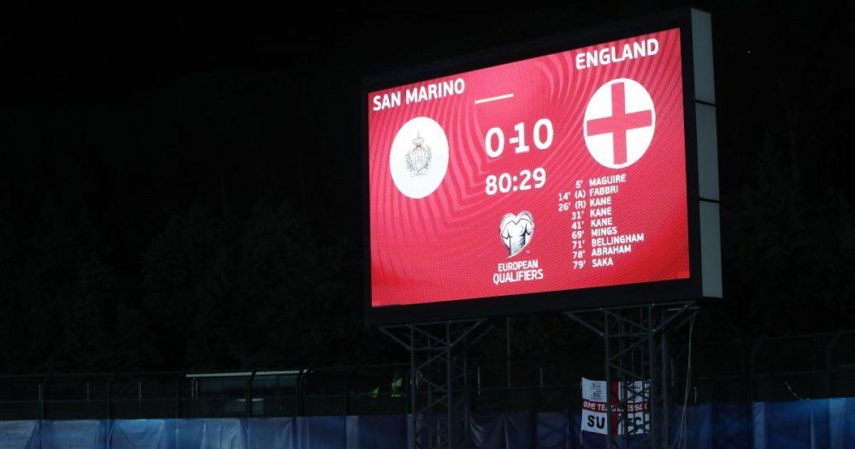 England score 10 goals in a game for the only second time in their history