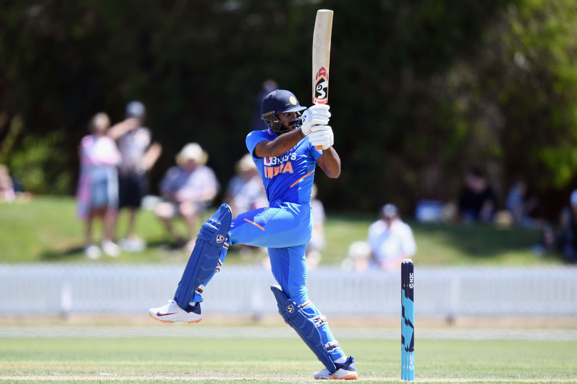 VijayShankar plays a shot during New Zealand XI v India A.