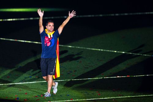 Xavi at Barcelona's victory parade