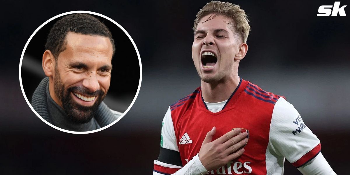 Arsenal&#039;s Emile Smith Rowe; (inset) Rio Ferdinand.