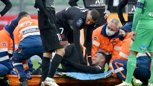 Neymar was stretchered off during PSG's 3-1 win over Saint-Etienne