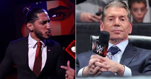 Mustafa Ali (left); WWE Chairman Vince McMahon (right)