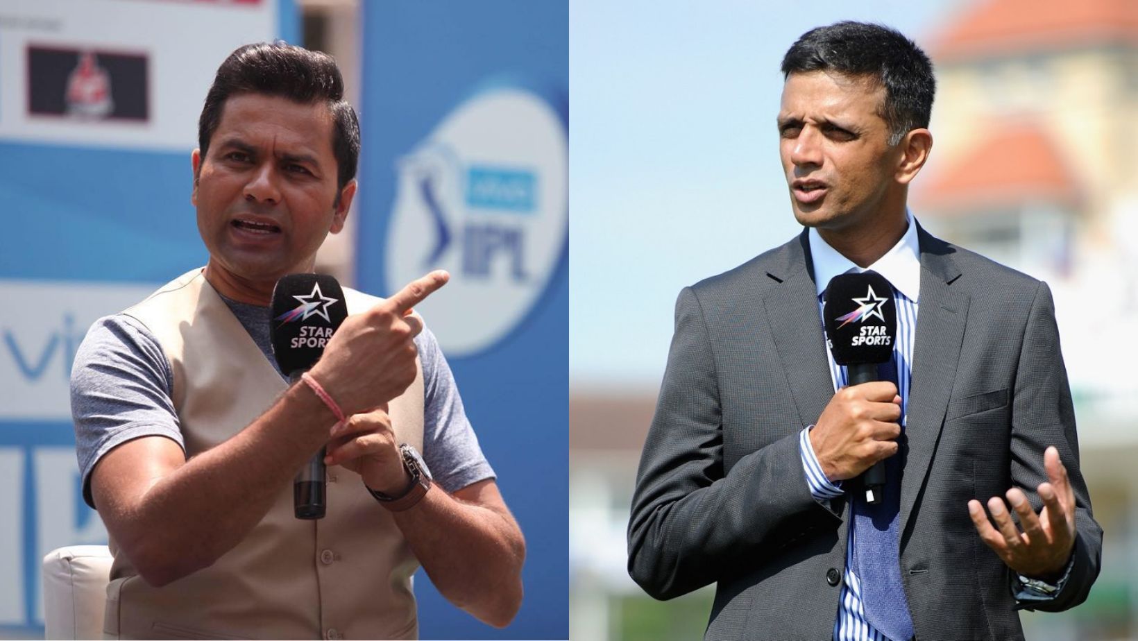 Aakash Chopra (L) and Rahul Dravid.