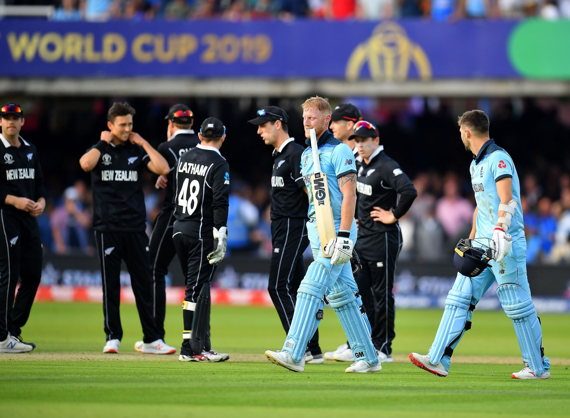 England and New Zealand players during the 2019 World Cup final. Pic: Getty Images