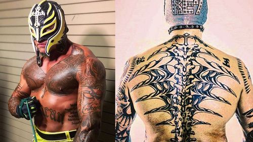 Rey Mysterio's body is covered with a lot of interesting tattoos