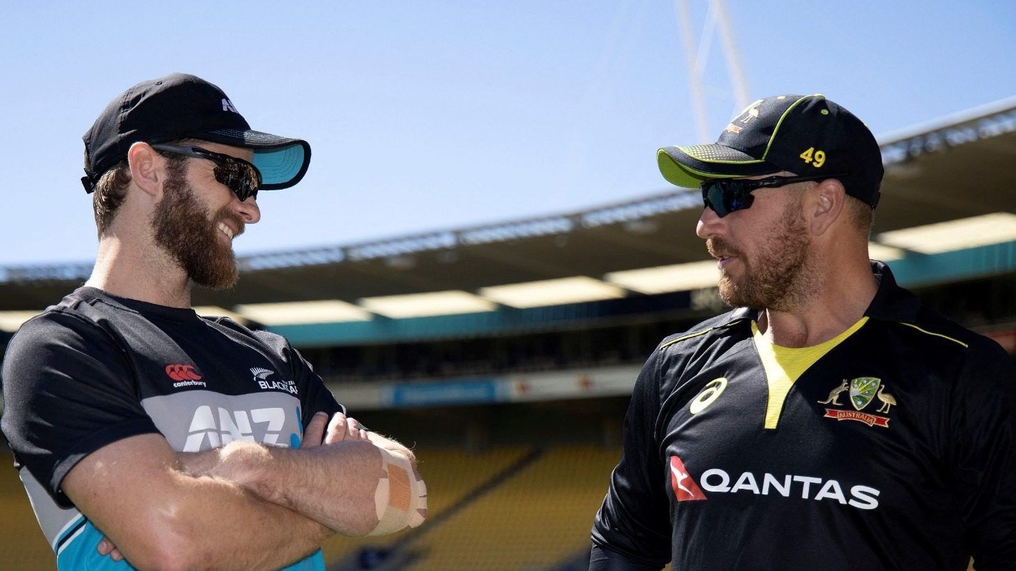The two rival captains, Kane Williamson and Aaron Finch