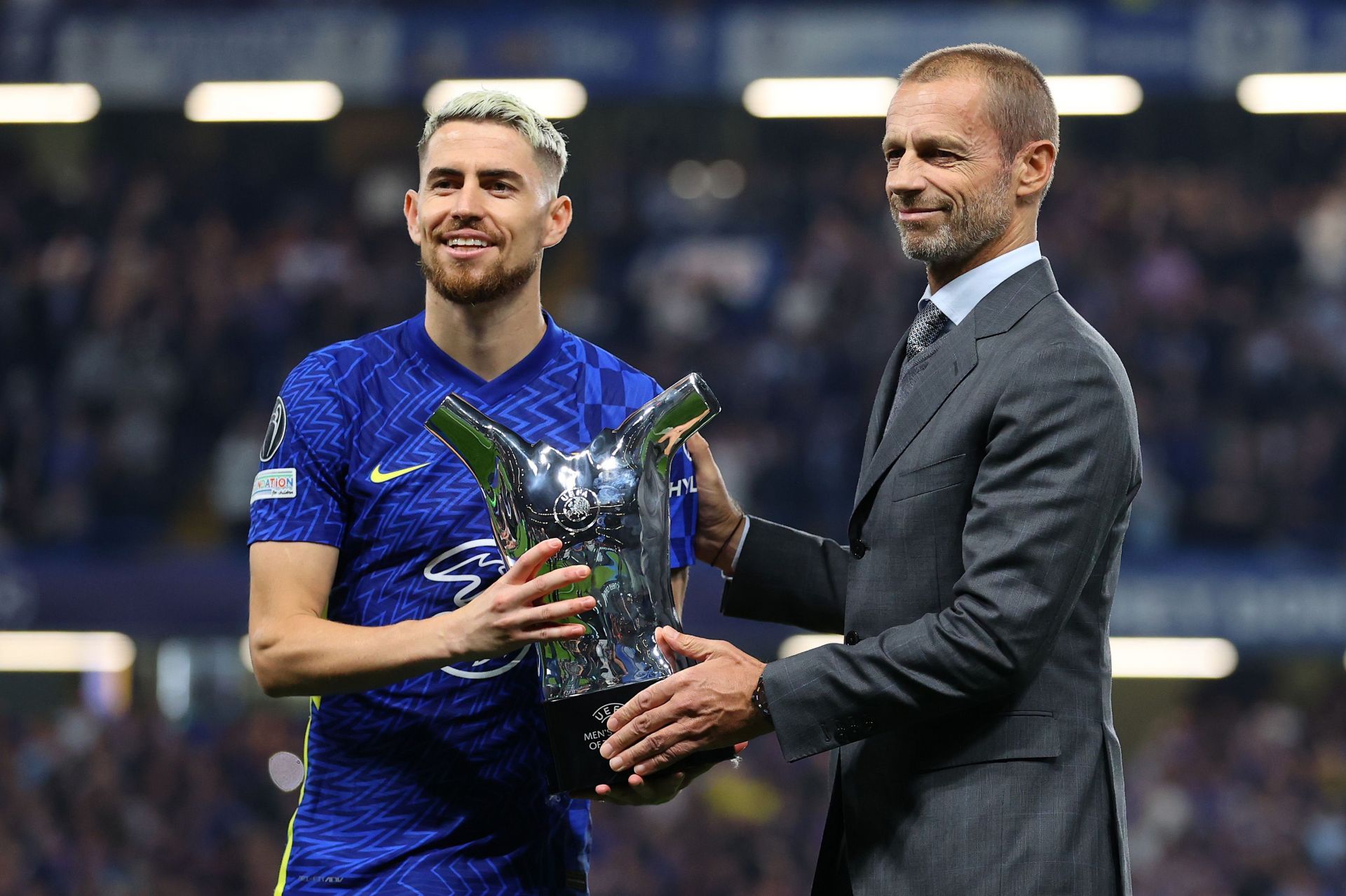 Chelsea's Jorginho with UEFA Men's Player of the Year award