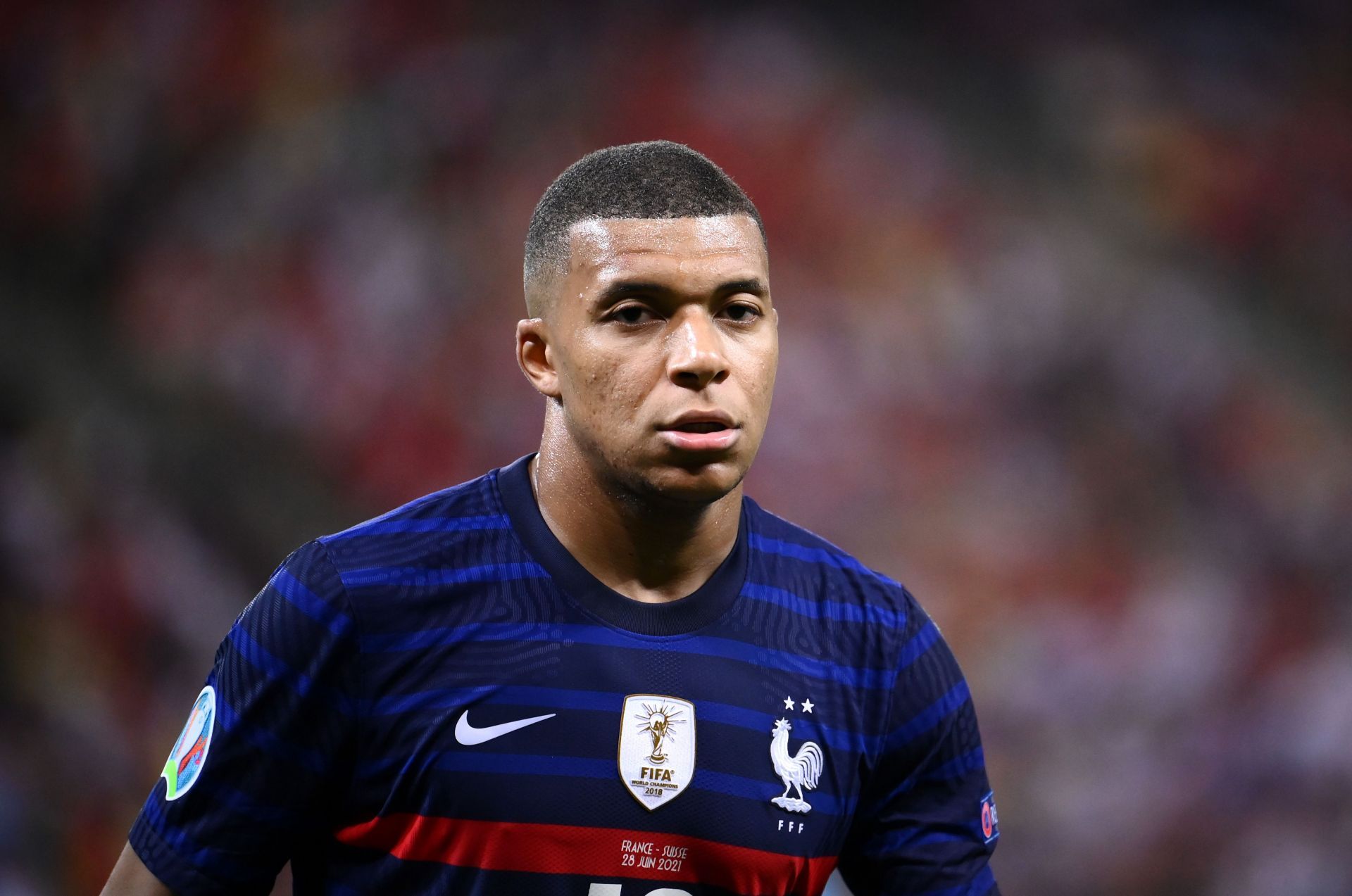 Mbappe in action for France during Euro 2020.