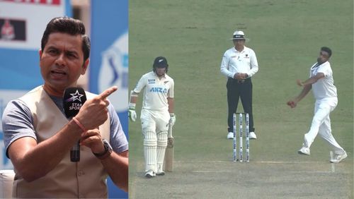 Aakash Chopra (L) and a no-ball from R Ashwin that wasn't given (R).