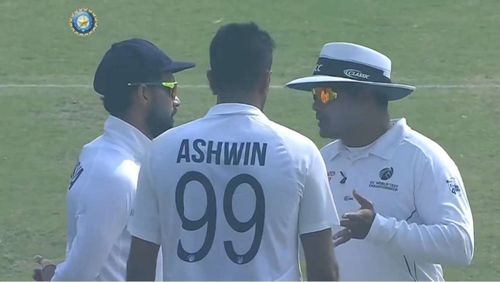 Ajinkya Rahane and Ravichandran Ashwin alongside Nitin Menon on Saturday in Kanpur (PC: Twitter)