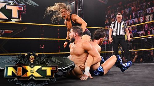 Johnny Gargano and Kyle O'Reilly in a Triple Threat match with Pete Dunne in June 2021