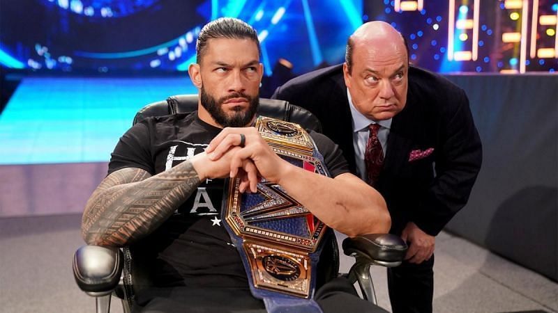 Roman Reigns with his special counsel, Paul Heyman