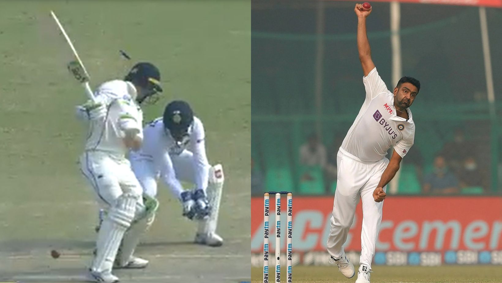 A snippet of Ravichandran Ashwin&#039;s landmark wicket. (PC: BCCI)