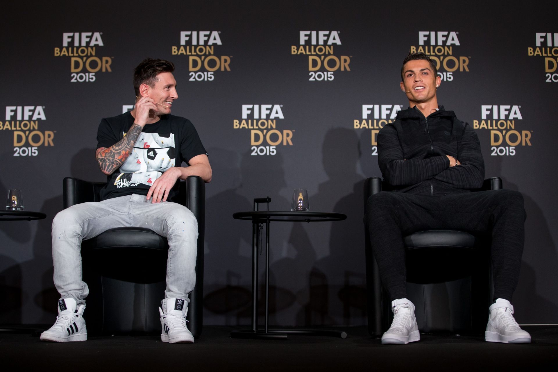 Messi and Ronaldo at the FIFA Ballon d&#039;Or Gala 2015