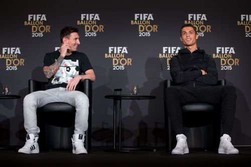 Messi and Ronaldo at the FIFA Ballon d'Or Gala 2015