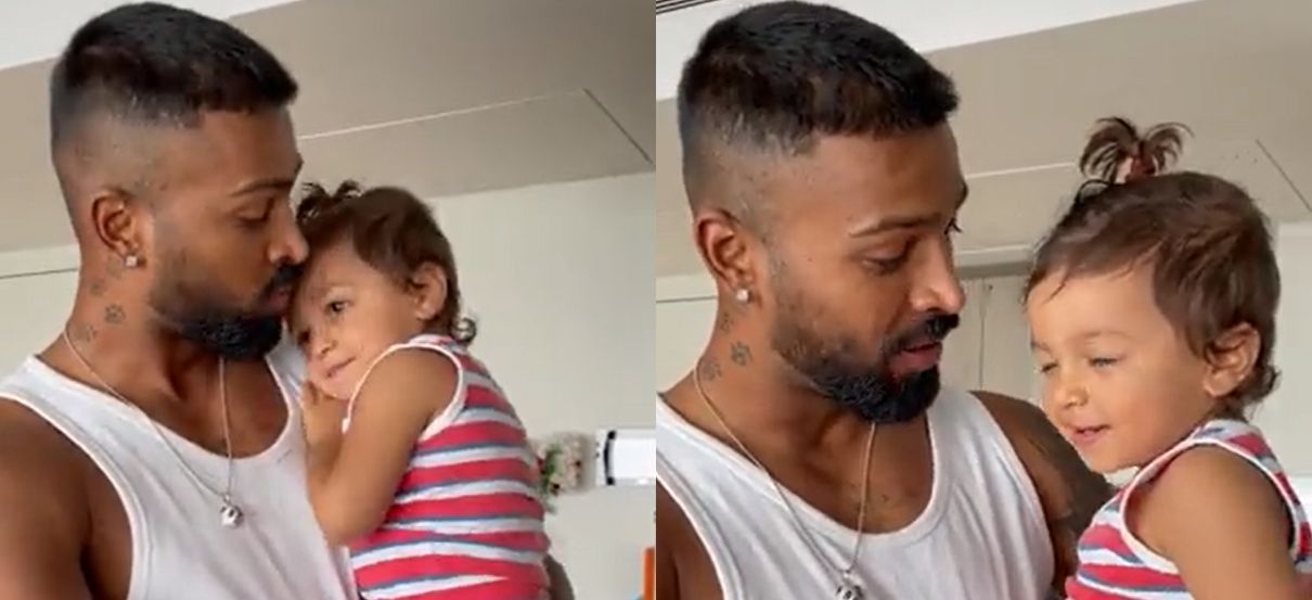 Hardik Pandya with son Agastya. Pic: Hardik Pandya/ Instagram