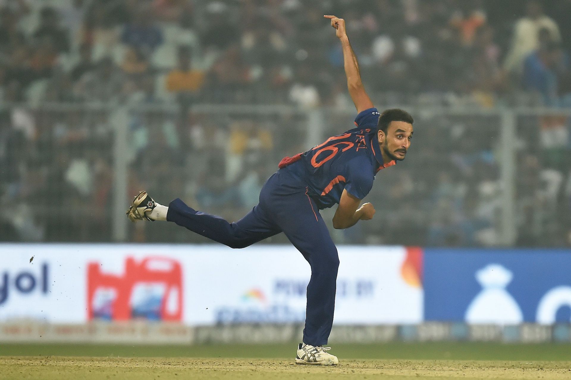 Harshal Patel in action during the third T20I between India and New Zealand. Pic: Getty Images