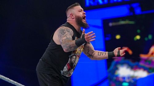 Kevin Owens making his entrance at WrestleMania 37 to face Sami Zayn