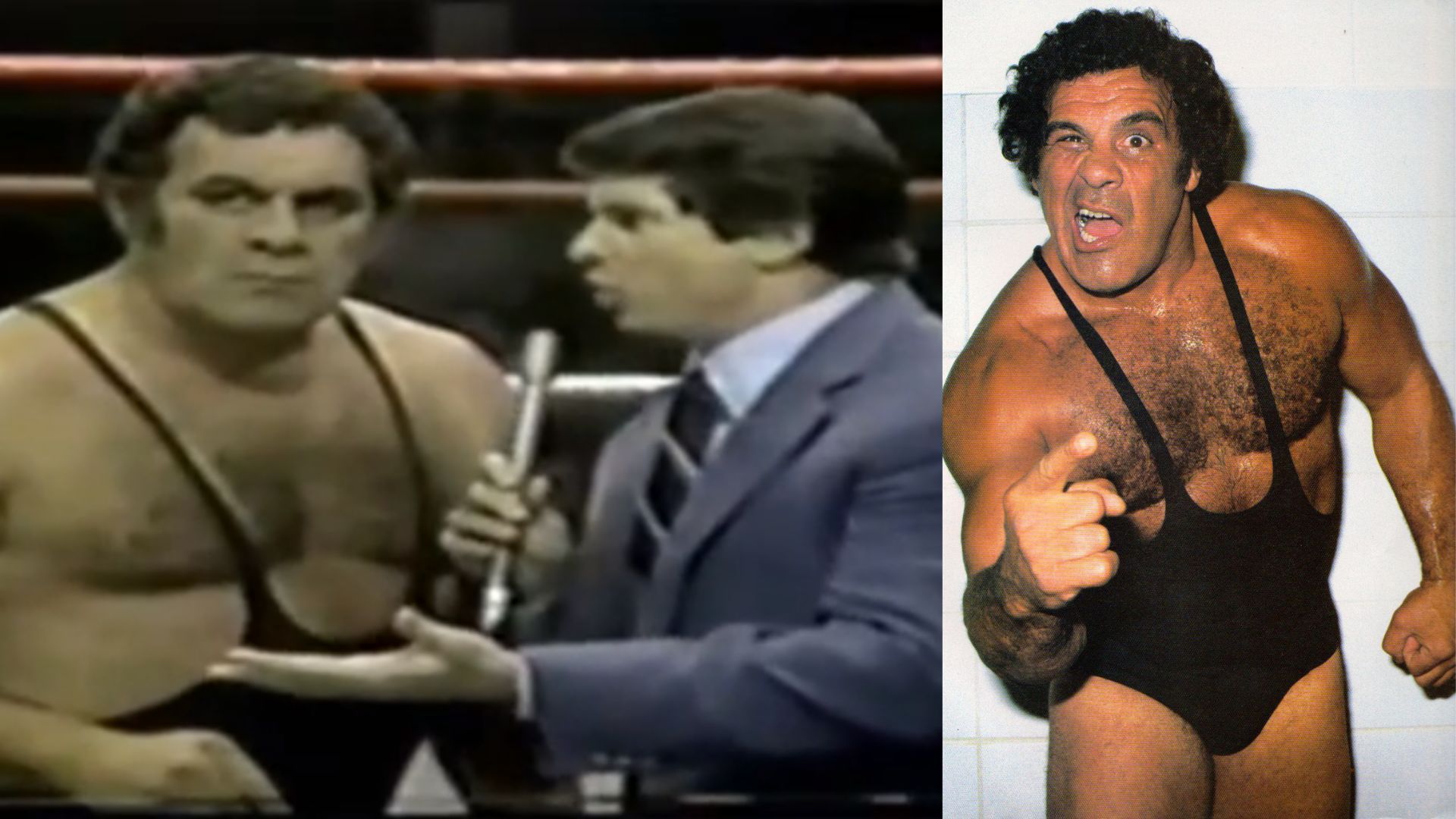 Angelo Mosca with Vince McMahon in the WWE during the 1980s.