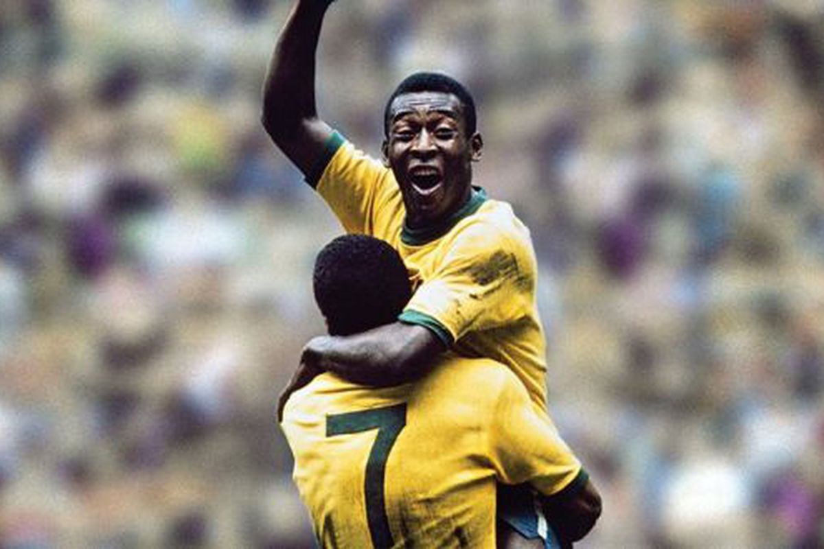 Pele celebrates for Brazil (cred: The Irish Times)
