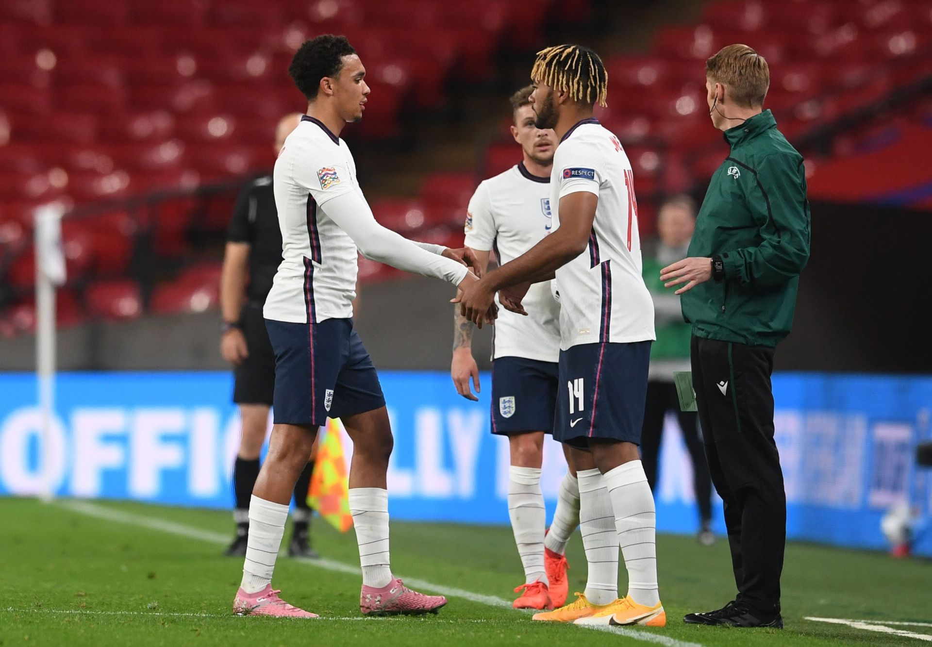 Liverpool star Trent Alexander-Arnold with Chelsea star Reece James