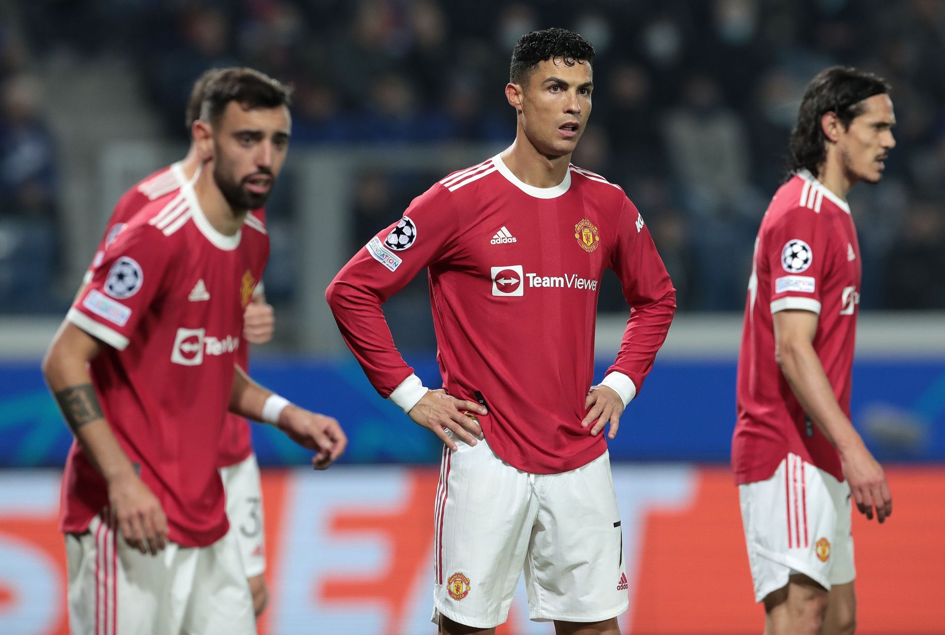 Bruno Fernandes, Cristiano Ronaldo and Edinson Cavani of Manchester United