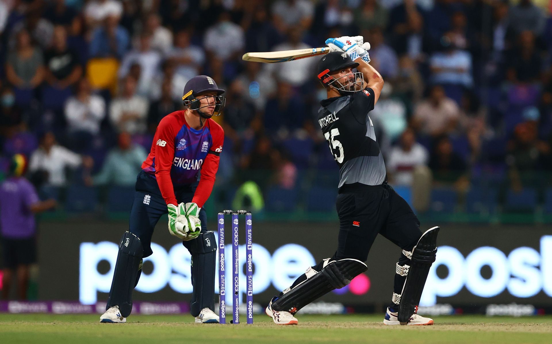 Daryl Mitchell plays a shot during the first semi-final. Pic: Getty Images