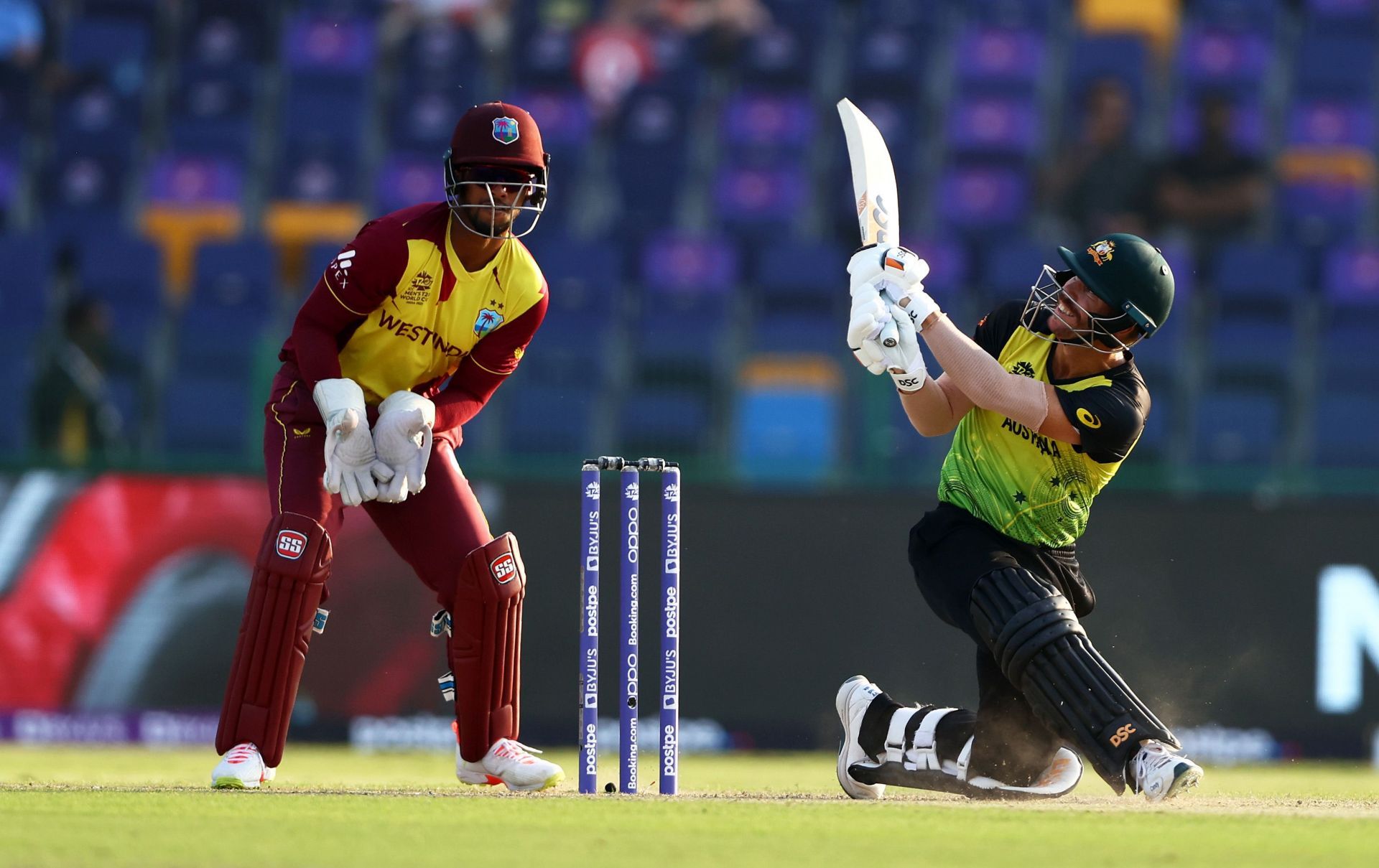 David Warner in action against West Indies in Abu Dhabi