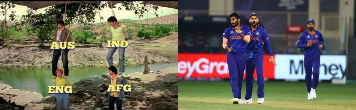 (Left) A screengrab of the meme shared by Wasim Jaffer. (Right) Indian cricket team. Pic: Getty Images