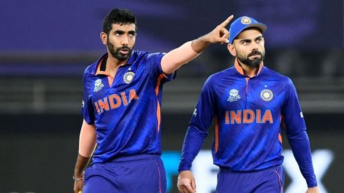 Jasprit Bumrah (L) and Indian skipper Virat Kohli (R). (PC: ICC)