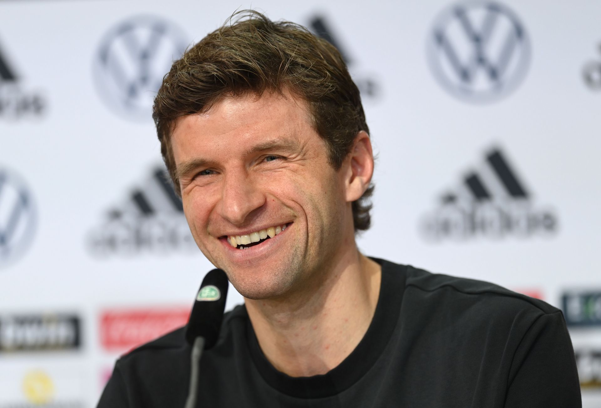 Thomas Muller at a Germany press conference