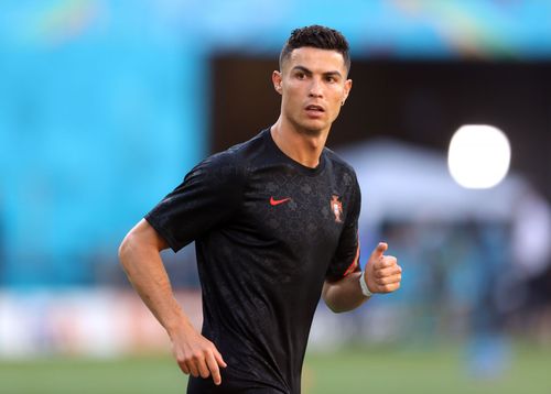 Cristiano Ronaldo warming up prior to Belgium v Portugal - UEFA Euro 2020: Round of 16