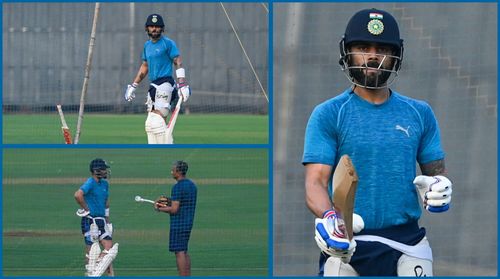 Virat Kohli practices with Sanjay Bangar (Source: Cricbuzz)