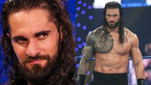 Seth Rollins (left); Roman Reigns (right)