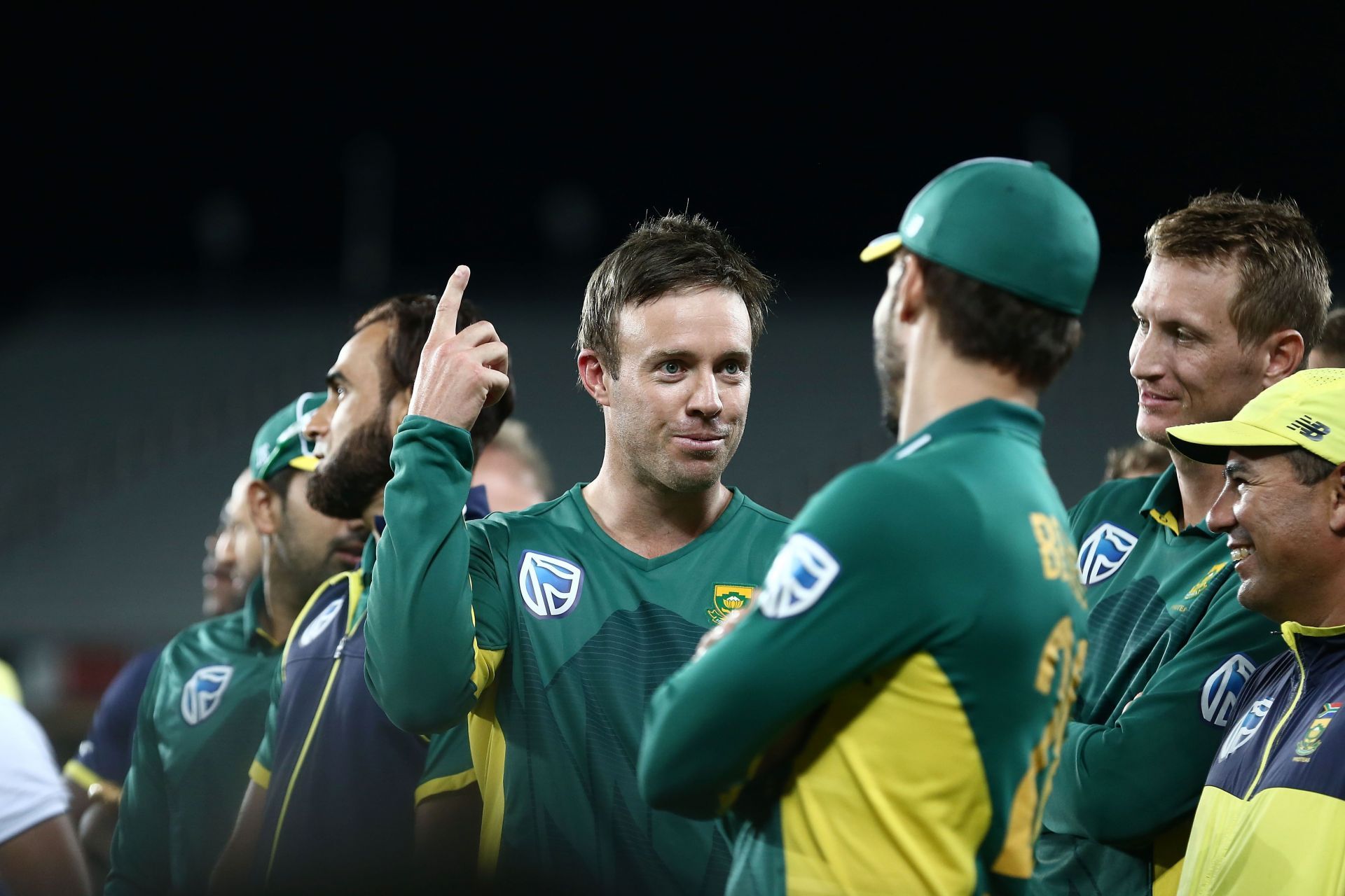 AB De Villiers celebrates a catch while on national duty
