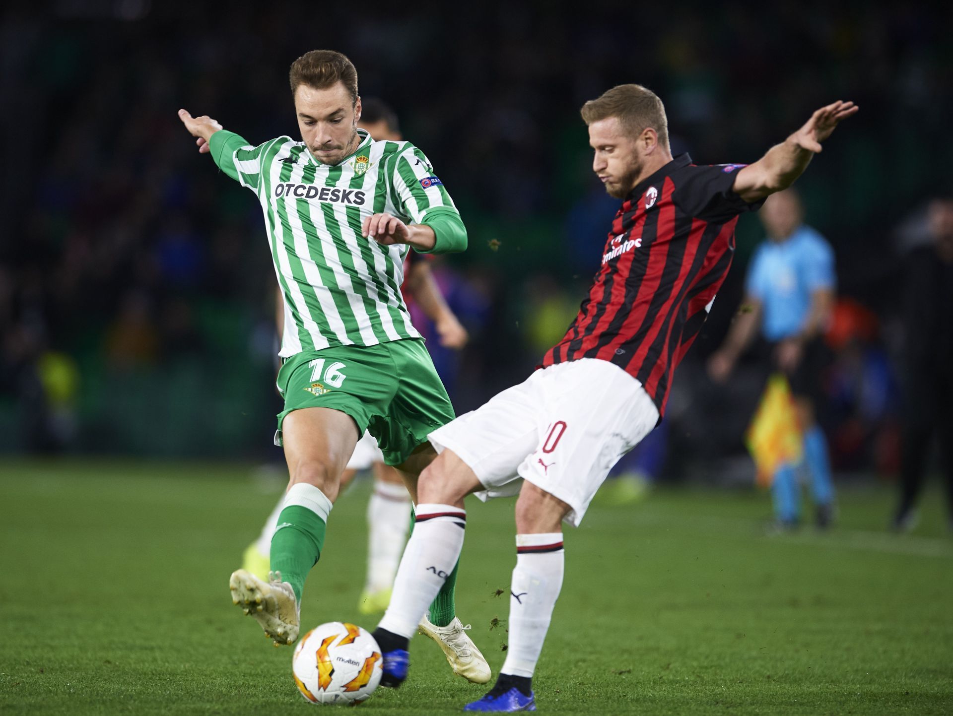 Ignazio Abate (right) of AC Milan vs Real Betis